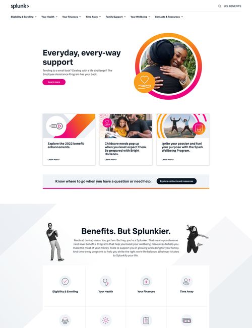 Screenshot of Splunk benefits website