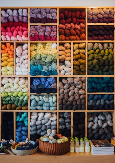 Yarn bundles organized by color