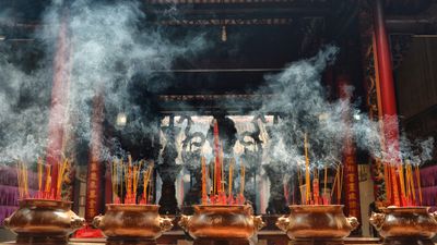 Incense smoking at a temple