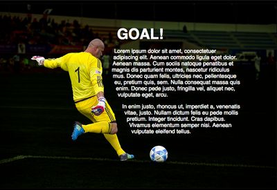A screenshot of a soccor player kicking a ball on a website with the title &quot;GOAL!&quot;