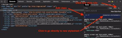screenshot of adding class using developer tools