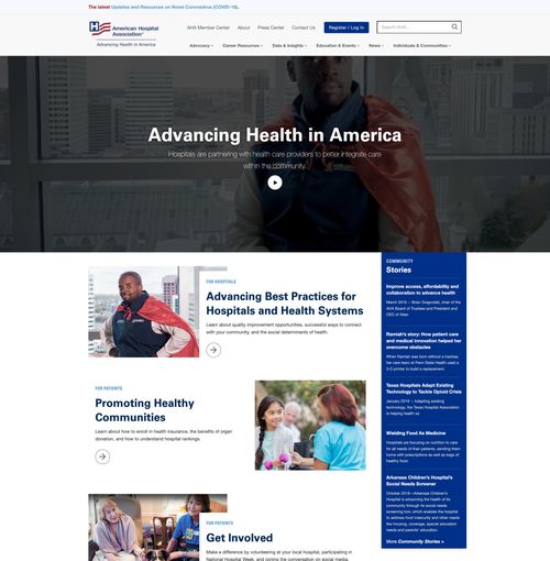 Screenshot of AHA website