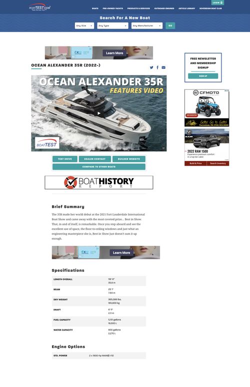 Screenshot of BoatTEST website