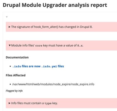 Module upgrader report for the D7 node_expire module.