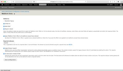 Webform Hints administration interface